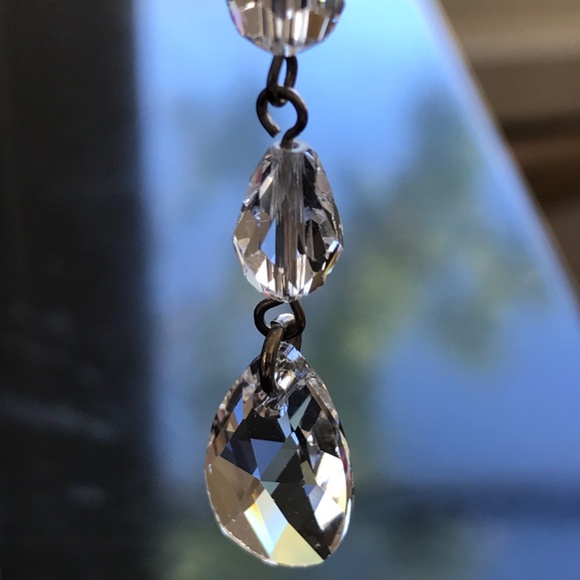 NADRI Crystal Drop Lever Back Earrings 2” - Picture 8 of 16